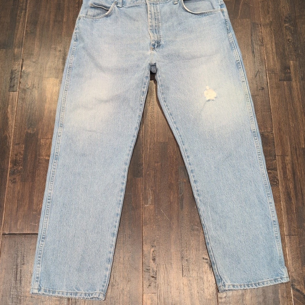 Vintage Rustler Jeans Mens 38x29 Light Wash Distressed Straight Leg Denim 90s‎